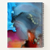 ブルーオレンジレッド抽象芸術波モノグラム ノートブック (裏面)