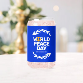 ブルーオレンジ世界平和の日の平和サイン ガラス缶