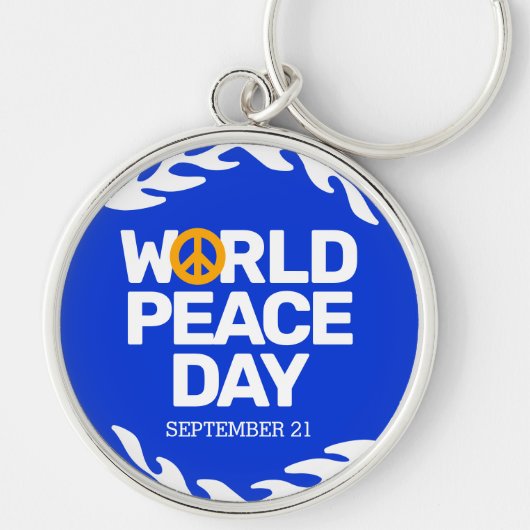 ブルーオレンジ世界平和の日の平和サイン キーホルダー (正面)