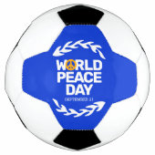 ブルーオレンジ世界平和の日の平和サイン サッカーボール (正面)