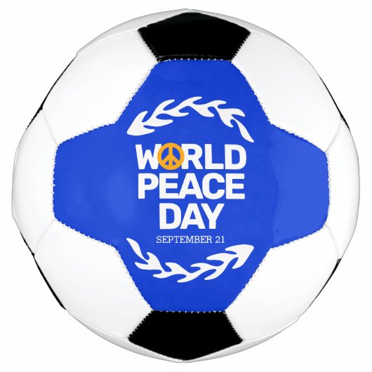 ブルーオレンジ世界平和の日の平和サイン サッカーボール (正面)
