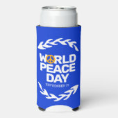 ブルーオレンジ世界平和の日の平和サイン スリム缶クーラー (Seltzer裏面)