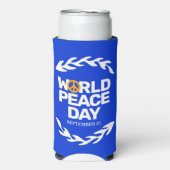 ブルーオレンジ世界平和の日の平和サイン スリム缶クーラー (Seltzer正面)
