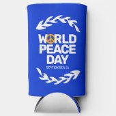 ブルーオレンジ世界平和の日の平和サイン スリム缶クーラー (正面)