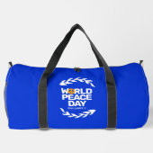 ブルーオレンジ世界平和の日の平和サイン ダッフルバッグ (裏面)