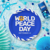 ブルーオレンジ世界平和の日の平和サイン ペーパープレート (パーティー)