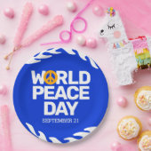 ブルーオレンジ世界平和の日の平和サイン ペーパープレート (パーティー)
