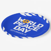 ブルーオレンジ世界平和の日の平和サイン ペーパープレート (アングル)