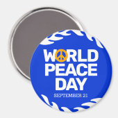 ブルーオレンジ世界平和の日の平和サイン マグネット (正面/裏面)