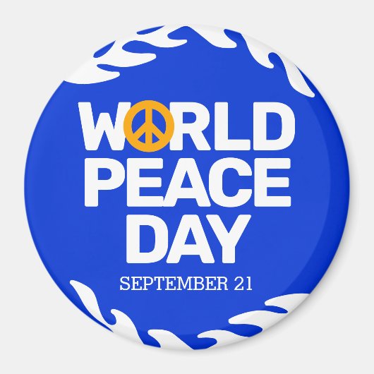 ブルーオレンジ世界平和の日の平和サイン マグネット (正面)