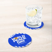 ブルーオレンジ世界平和の日の平和サイン ラウンドペーパーコースター (インサイチュ)