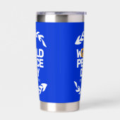 ブルーオレンジ世界平和の日の平和サイン 保温保冷タンブラー (左面)