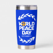 ブルーオレンジ世界平和の日の平和サイン 保温保冷タンブラー (背面)