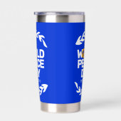 ブルーオレンジ世界平和の日の平和サイン 保温保冷タンブラー (右面)