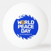 ブルーオレンジ世界平和の日の平和サイン 卓球ボール (正面)