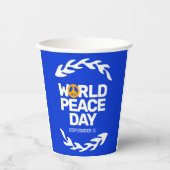 ブルーオレンジ世界平和の日の平和サイン 紙コップ (正面)