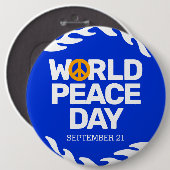 ブルーオレンジ世界平和の日の平和サイン 缶バッジ (正面&裏面)