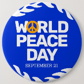 ブルーオレンジ世界平和の日の平和サイン 缶バッジ (正面)