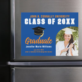 ブルーオレンジ卒業写真卒業記念マグネットカード