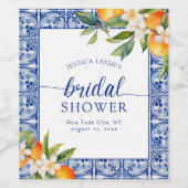 ブルーオレンジ地中海のブライダルシャワー ワインラベル (シングルラベル)