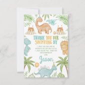 ブルーオレンジ恐竜誕生日サンキューカード サンキューカード (正面)