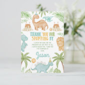 ブルーオレンジ恐竜誕生日サンキューカード サンキューカード (スタンド正面)