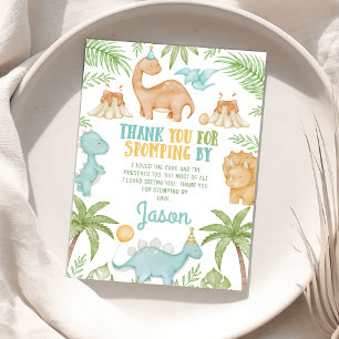 ブルーオレンジ恐竜誕生日サンキューカード サンキューカード