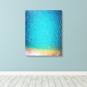 ブルーオレンジ砂ビーチ海波 キャンバスプリント (インサイチュ (ウッドフロア))