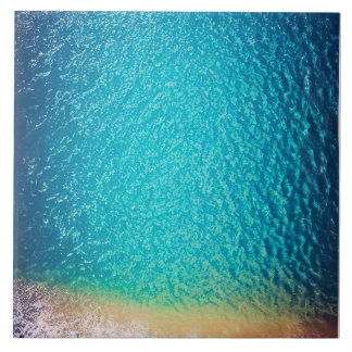 ブルーオレンジ砂ビーチ海波 タイル