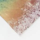 ブルーオレンジ砂ビーチ海波 フリースブランケット (角)