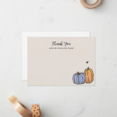 ブルーオレンジ秋パンプキンサンキューノート ノートカード (正面/裏面インサイチュ)