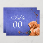ブルーオレンジ色のテーブル番号結婚式 ポストカード (正面/裏面)