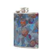ブルーオレンジ色の花柄デジタルアート フラスク (左)