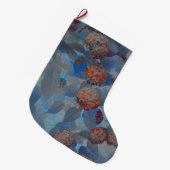 ブルーオレンジ色の花柄デジタルアート ラージクリスマスストッキング (正面 (吊り時))