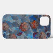 ブルーオレンジ色の花柄デジタルアート Case-Mate iPhoneケース (裏面 (横))