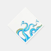 ブルーオレンジ色の触手インク スタンダードカクテルナプキン (角)