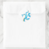 ブルーオレンジ色の触手インク ラウンドシール (バッグ)