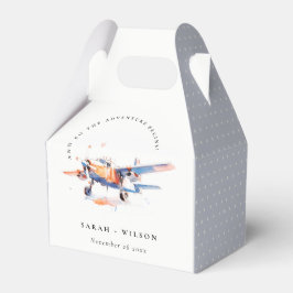 ブルーオレンジ赤面ウォーターカラーエア飛行機結婚ズ フェイバーボックス