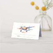 ブルーオレンジ赤面機水色結婚の プレイスカード (裏面)