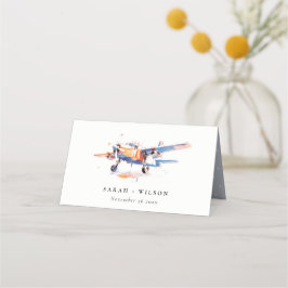 ブルーオレンジ赤面機水色結婚の プレイスカード