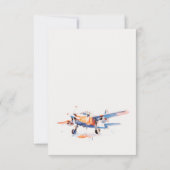 ブルーオレンジ赤面水彩飛行機結婚ズ 出欠カード (裏面)