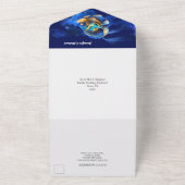 ブルーオレンジ金ゴールドサンゴ礁コーラルフィッシュ水中ビーチ オールインワン招待状 (外側)