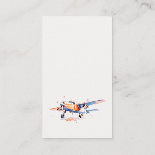 ブルーオレンジ飛行機おむつシャワーベビーシャワー エンクロージャーカード (裏面)