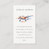 ブルーオレンジ飛行機おむつシャワーベビーシャワー エンクロージャーカード (正面)