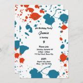 ブルーオレンジ キッズアート 9歳誕生日パーティー招待状 招待状 (正面/裏面)