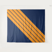 ブルーオレンストライプのジ70s 80sレトロレーシングストライプ タペストリー (正面(横))