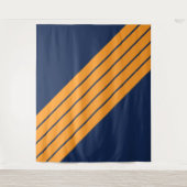 ブルーオレンストライプのジ70s 80sレトロレーシングストライプ タペストリー (正面)