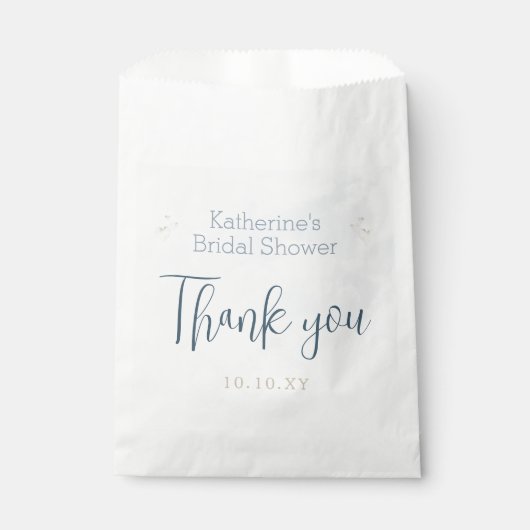 ブルーオンクラウドナインエレガントブライダルシャワーありがとう フェイバーバッグ (正面)
