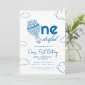 ブルーオンダーフル熱気球ボーイ1st誕生日 招待状 (スタンド正面)