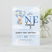 ブルーオンダーフル熱気球ボーイ1st誕生日 招待状 (スタンド正面)